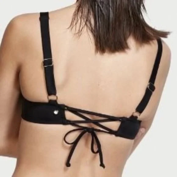 Victoria’s Secret Swim Black Full Coverage Bikini Top Size 34C NWT - Picture 2 of 11